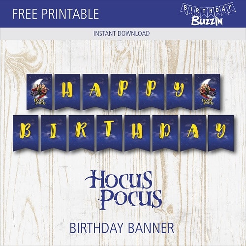 Free printable Hocus Pocus Birthday Banner
