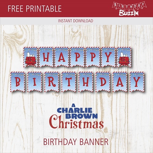 Free Printable Charlie Brown Christmas Birthday Banner