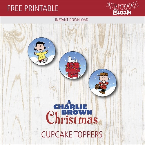 Free Printable Charlie Brown Christmas Cupcake Toppers