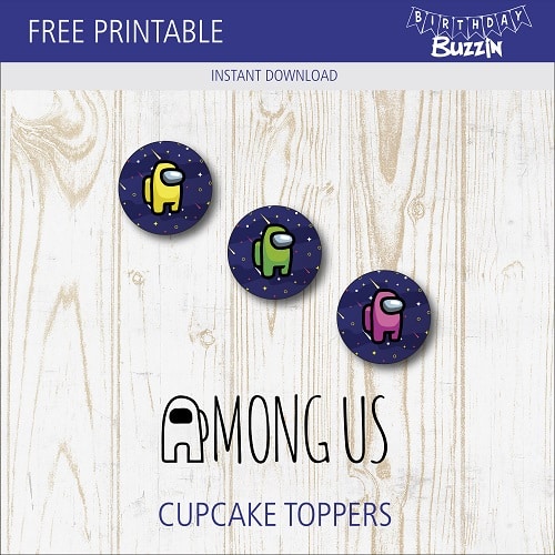 Free printable Among Us Cupcake Toppers