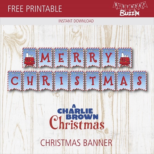 Free Printable Charlie Brown Christmas Party Banner