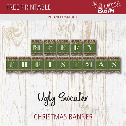 Free Printable Ugly Christmas Sweater Banner