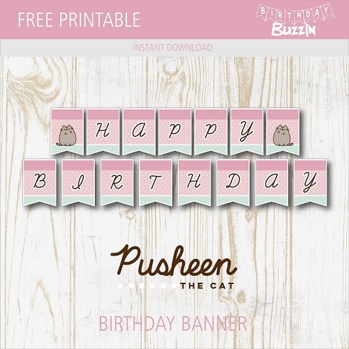 Free Printable Pusheen Cat Birthday Banner