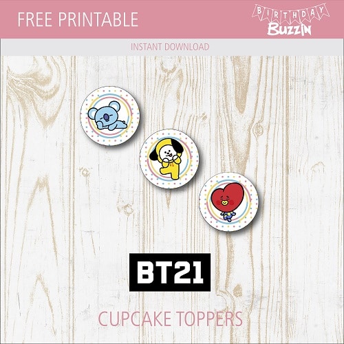 Free printable BT21 Cupcake Toppers
