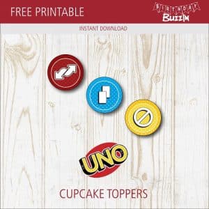 Free printable Uno Cupcake Toppers
