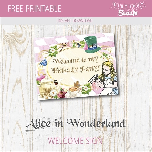 Free Printable Alice in Wonderland Welcome Sign