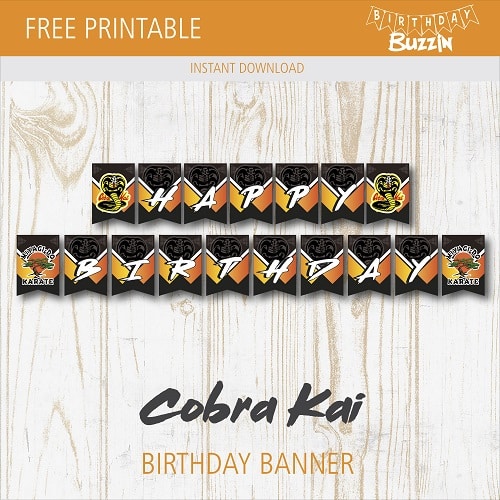 Free Printable Cobra Kai Birthday Banner