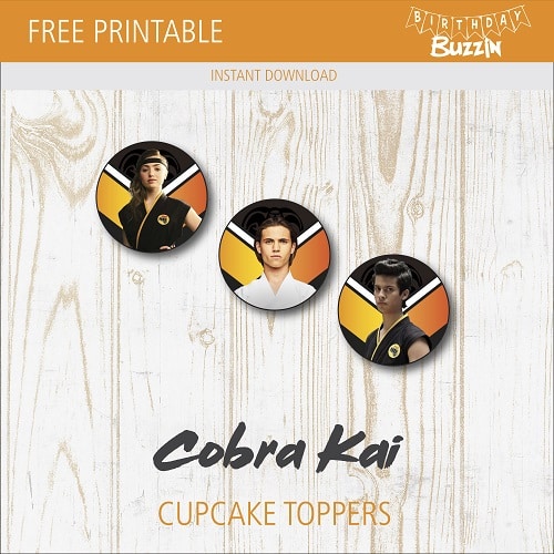 Free Printable Cobra Kai Cupcake Toppers