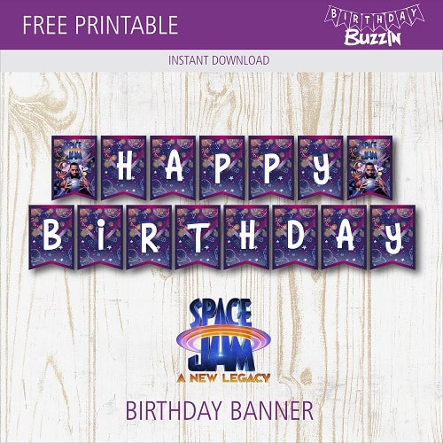 Free Printable Space Jam 2 Birthday Banner