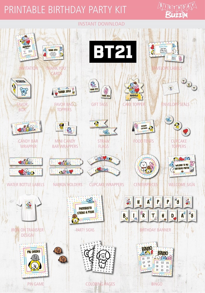 BT21 Birthday Party Printable Kit