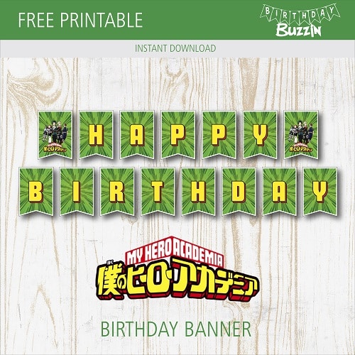 Free Printable My Hero Academy Birthday Banner
