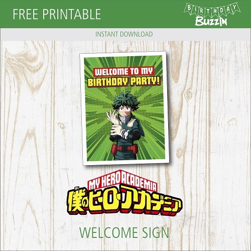 Free Printable My Hero Academy Welcome Sign