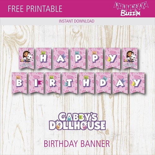 Free Printable Gabby's Dollhouse Birthday Banner