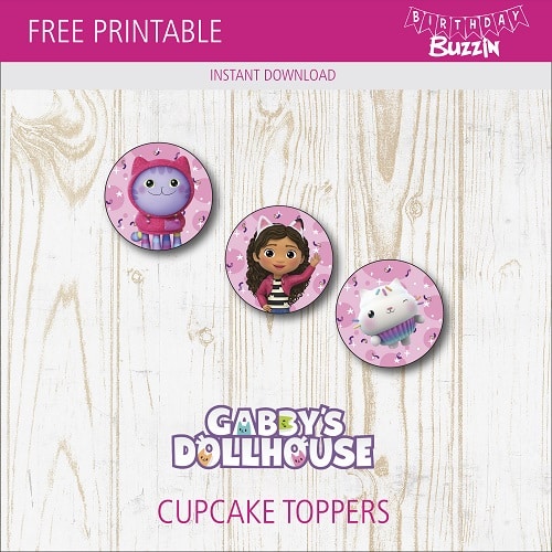 Free Printable Gabby's Dollhouse Cupcake Toppers