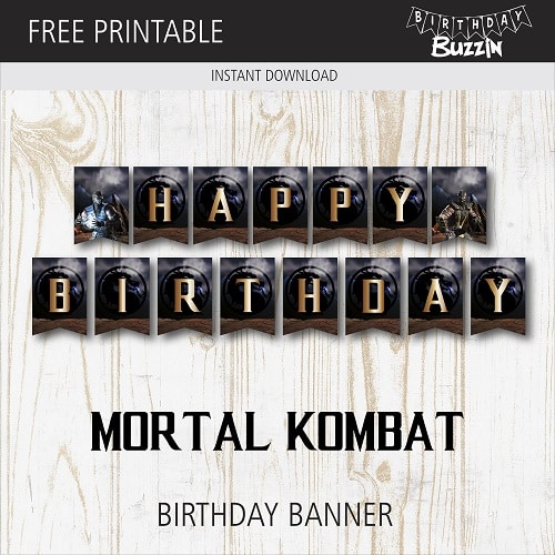Free Printable Mortal Kombat Birthday Banner
