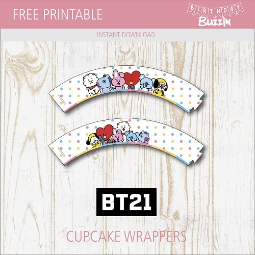 Free Printable BT21 Cupcake Wrappers