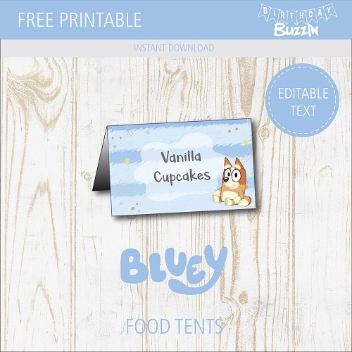 Free Printable Bluey Food tents