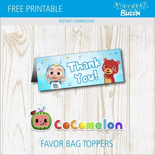 Free Printable Cocomelon Favor Bag Toppers