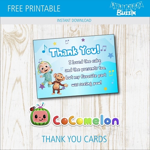 Free Printable Cocomelon Thank You Cards