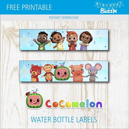 Free Printable Cocomelon Water bottle label