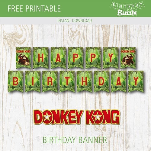 Free Printable Donkey Kong Birthday Banner