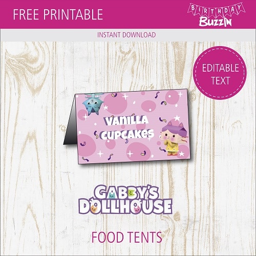 Free Printable Gabby's Dollhouse Food tents