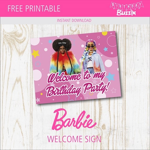 Free printable Barbie Welcome Sign