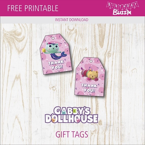 Free Printable Gabby's Dollhouse Favor Tags