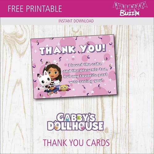 Free Printable Gabby's Dollhouse Thank You Card
