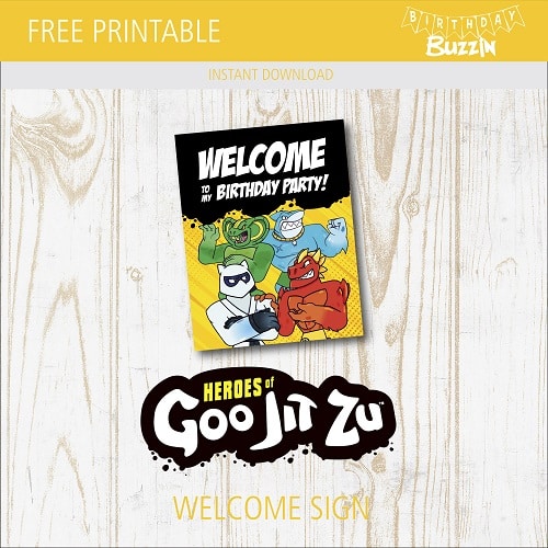 Free Printable Goo Jit Zu Welcome Sign