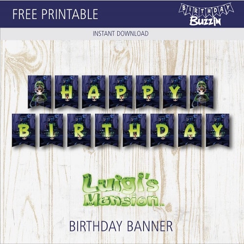 Free Printable Luigi's Mansion Birthday Banner
