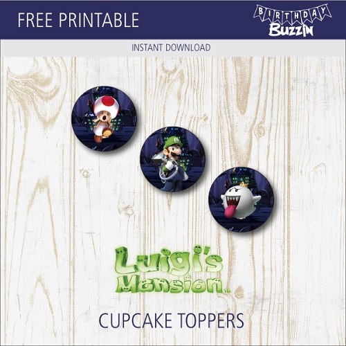 Free Printable Luigi's Mansion Cupcake Toppers