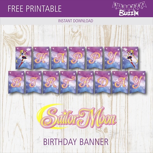 Free Printable Sailor Moon Birthday Banner | Birthday Buzzin