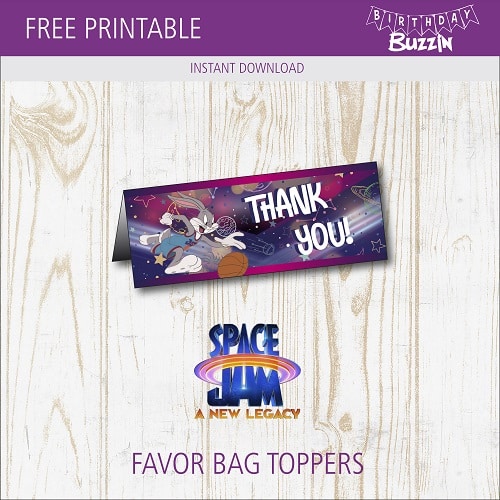 Free Printable Space Jam 2 Favor Bag Toppers