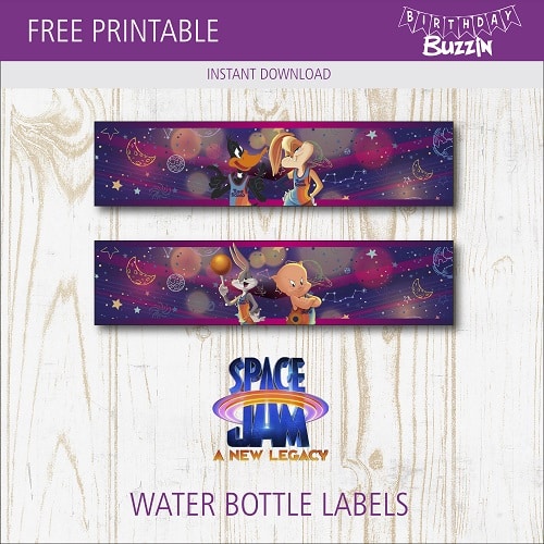 Free Printable Space Jam 2 Water bottle labels