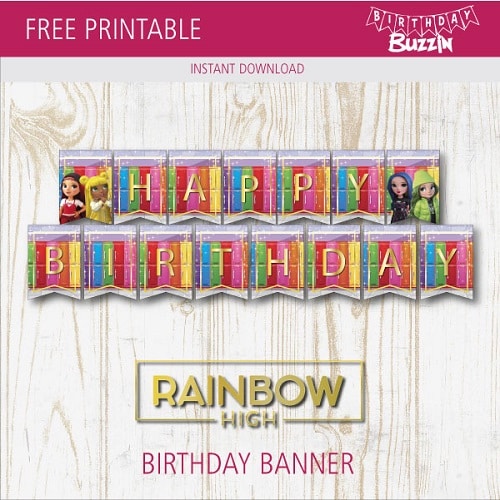 Free Printable Rainbow High Birthday Banner