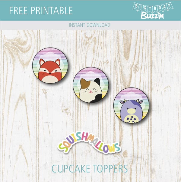 Free Printable Squishmallows Cupcake Toppers