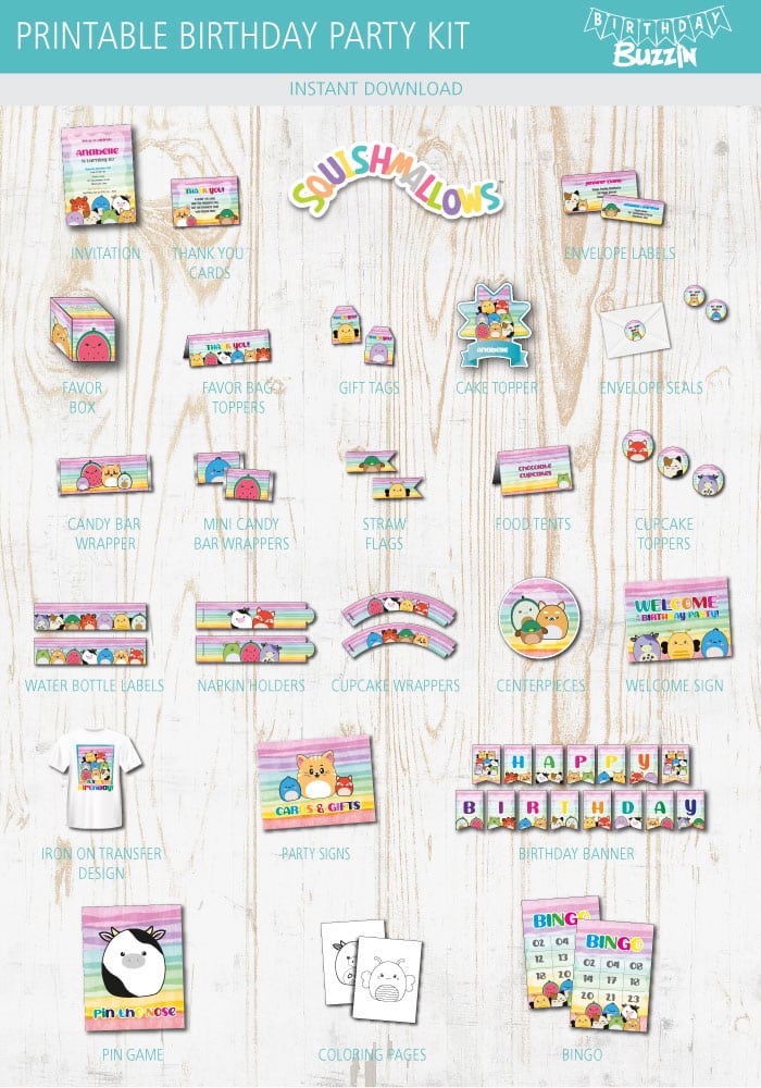 Squishmallows Birthday Party Printables kit