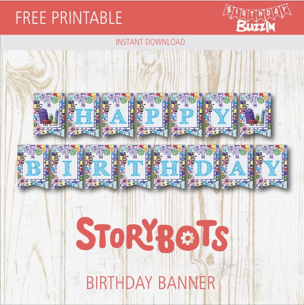 Free printable Storybots Birthday Banner