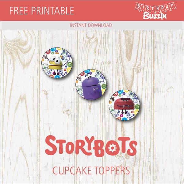 Free printable Storybots Cupcake Toppers