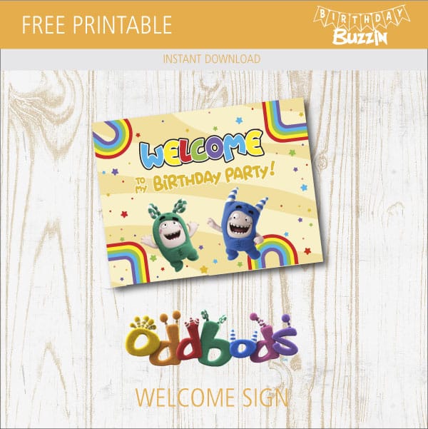Free printable Oddbods Welcome Sign