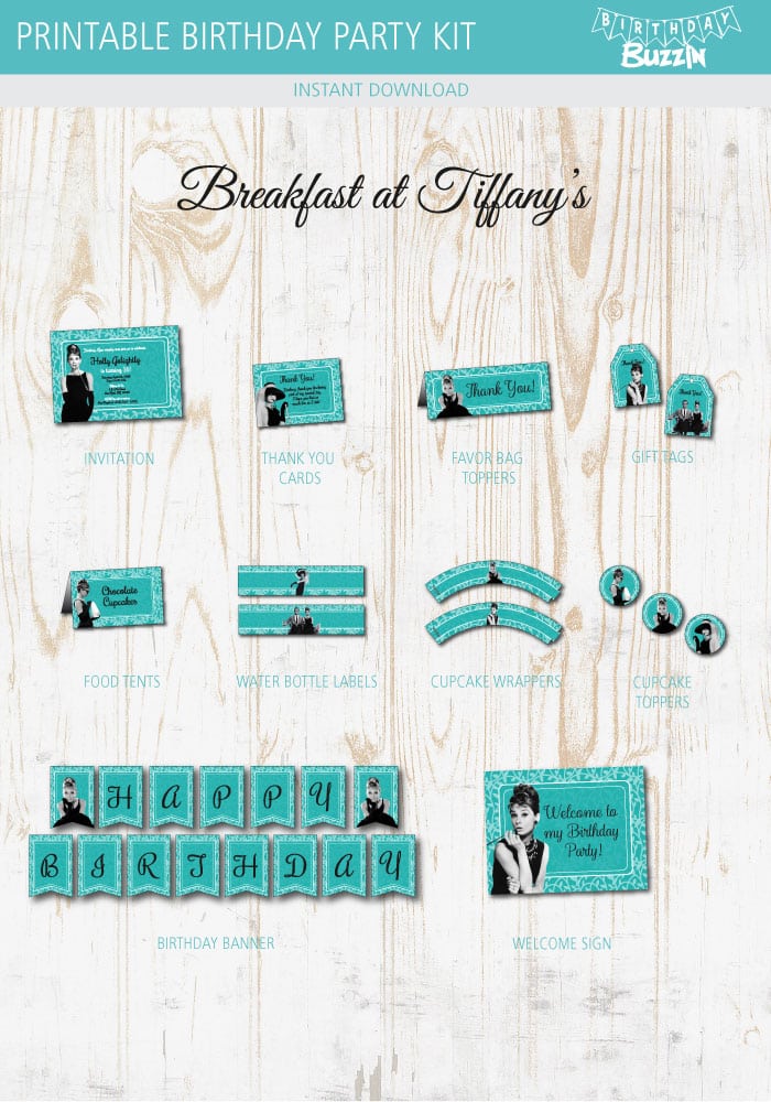 Breakfast at Tiffany's Birthday Party Printables Kit