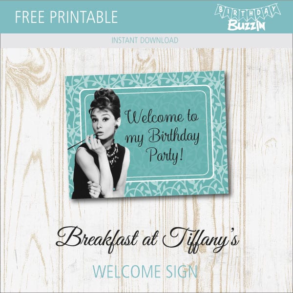 Free printable Breakfast at Tiffany's Welcome Sign