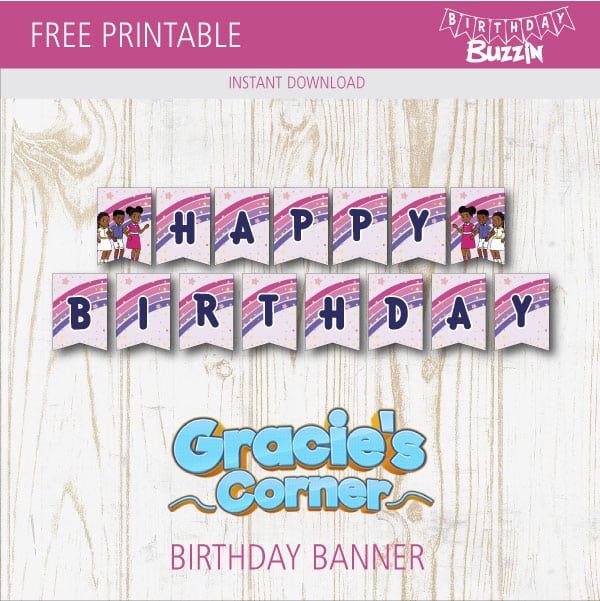 Free printable Gracie's Corner Birthday Banner
