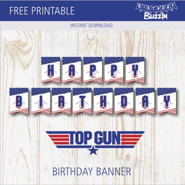 Free printable Top Gun Birthday Banner