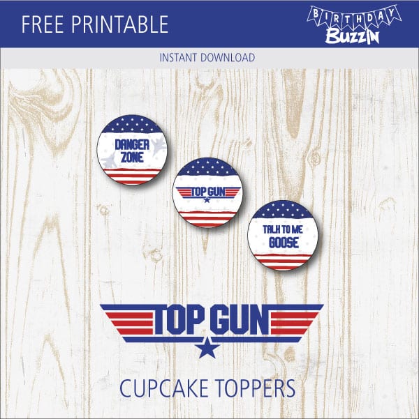 Free printable Top Gun Cupcake Toppers
