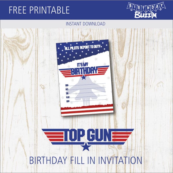 Top Gun birthday party Invitations